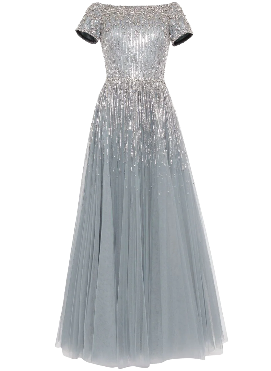 Lyra Bateau Neckline Sequin Ballgown