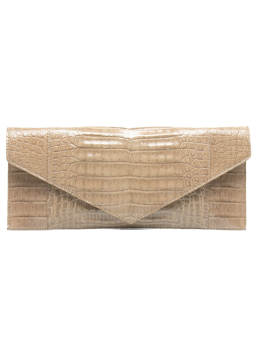 Amelia Envelope Clutch in Crocodile - Maria Oliver