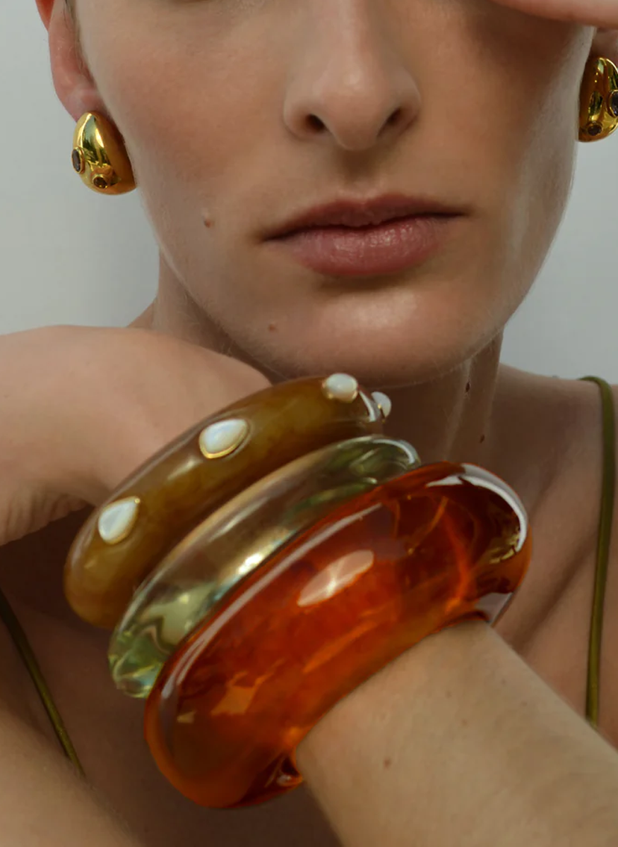 Mini Arp Earrings in Studded Gold - Lizzie Fortunato