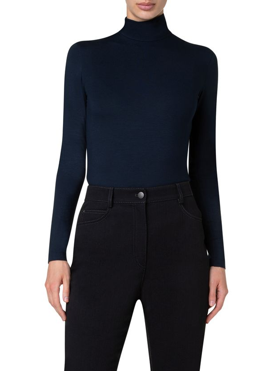 Long Sleeve Jersey Mock Neck Top - Akris Punto