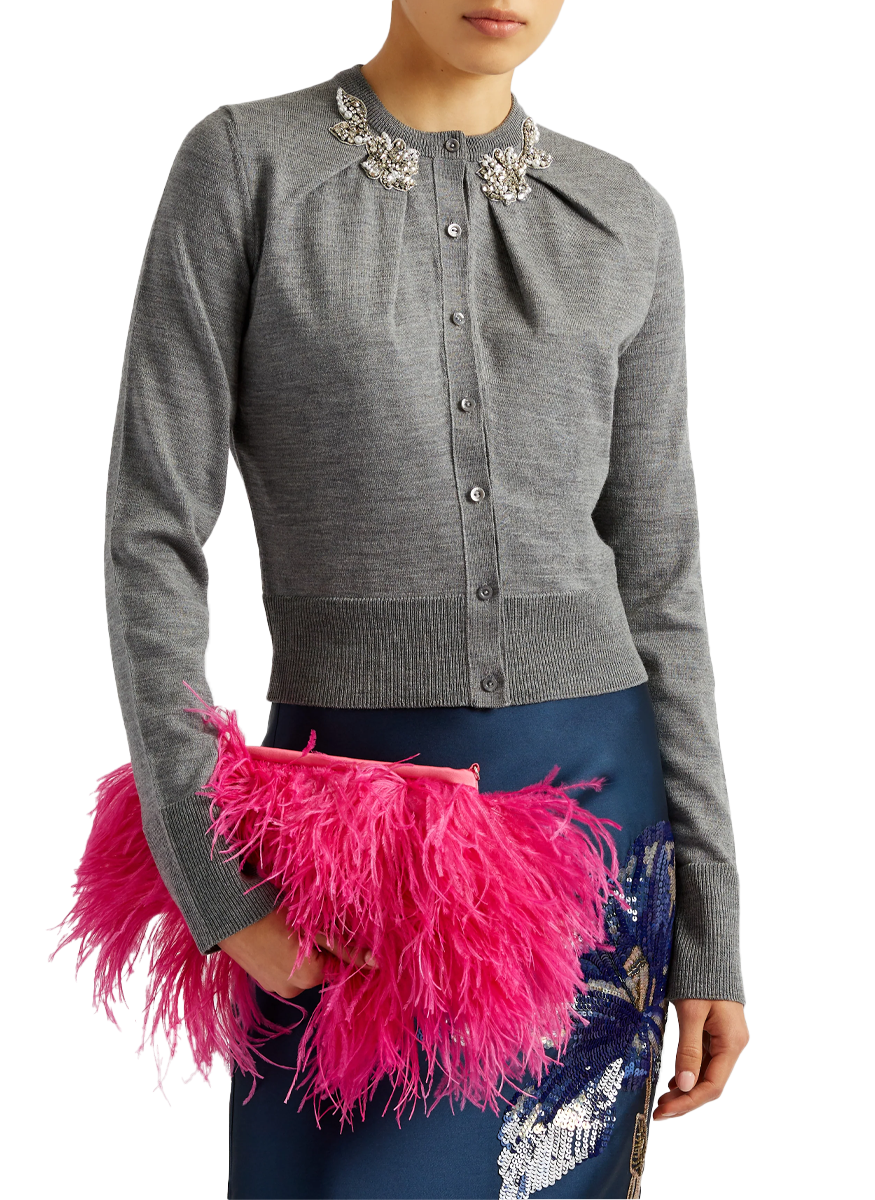 Small Feather Clutch in Pink