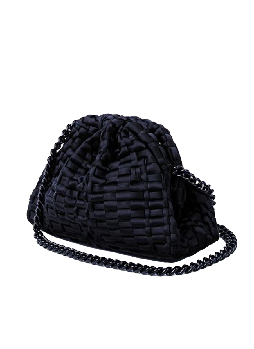 Mini Game Woven Ribbon Clutch with Tonal Chain - Maria La Rosa