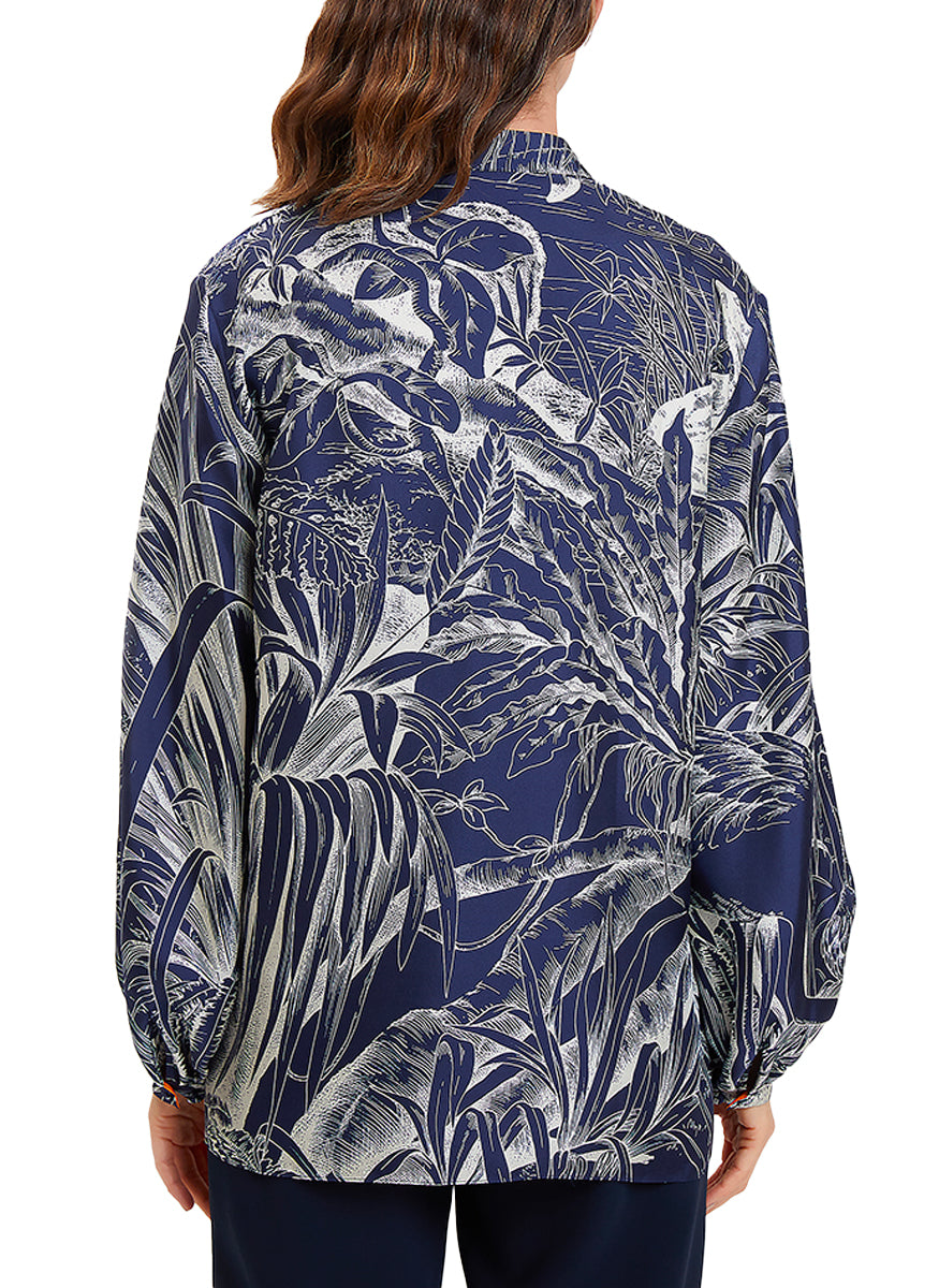 Jungle Navy Silk Shirt - Rani Arabella