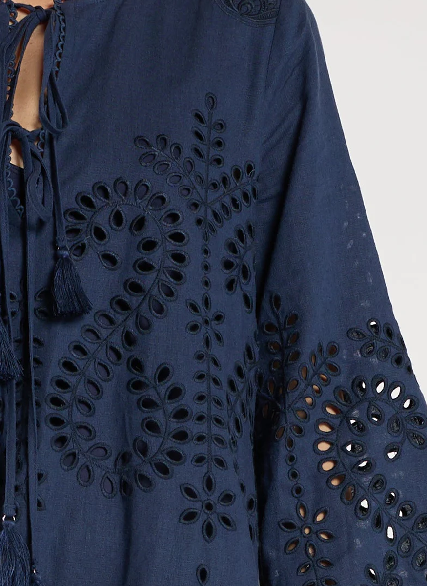 Norah Dress in Indigo Embroidery - Christy Lynn
