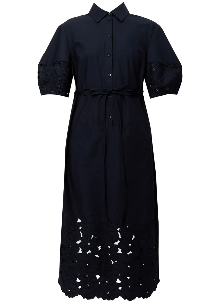 Embroidered Short Sleeve Midi Dress