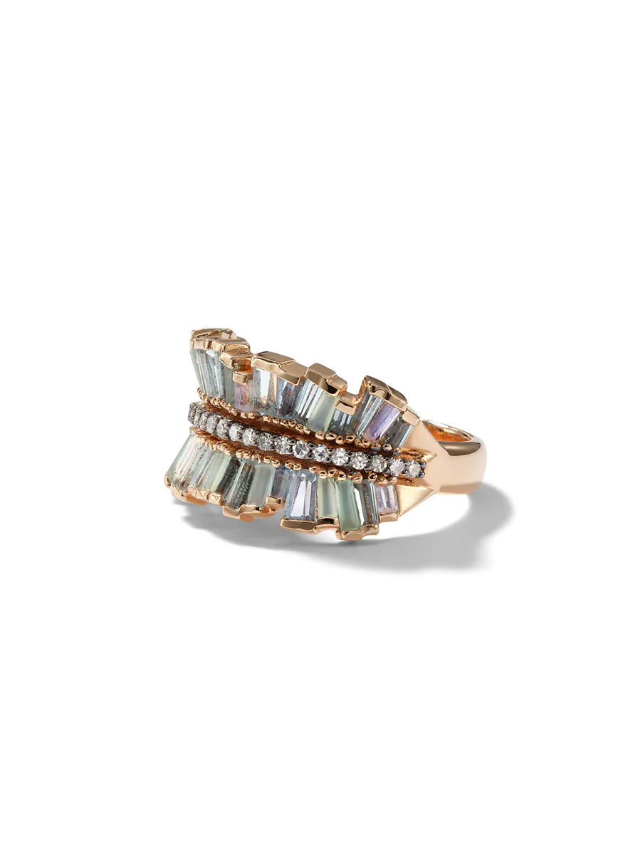 Opal Double Ruched Ribbon Ring