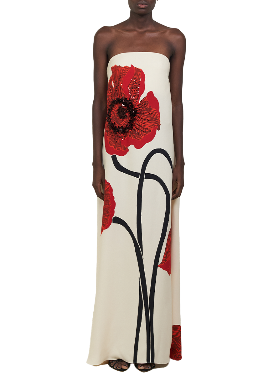 Red Petals Crepe Gown - Johanna Ortiz