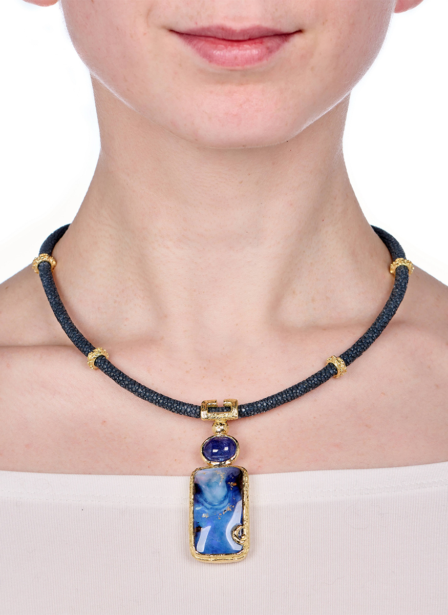 Boulder Opal and Tanzanite Pendant - Katy Briscoe