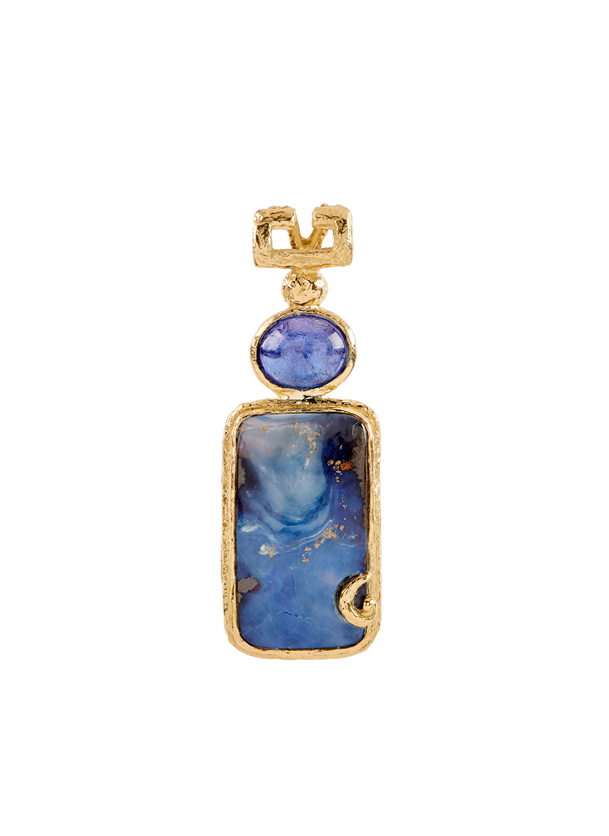 Boulder Opal and Tanzanite Pendant