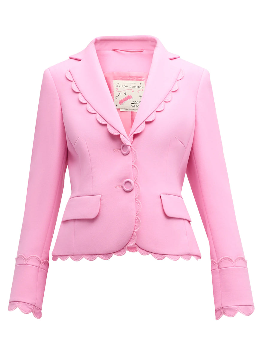 Scalloped Single Breasted Cotton Jacket