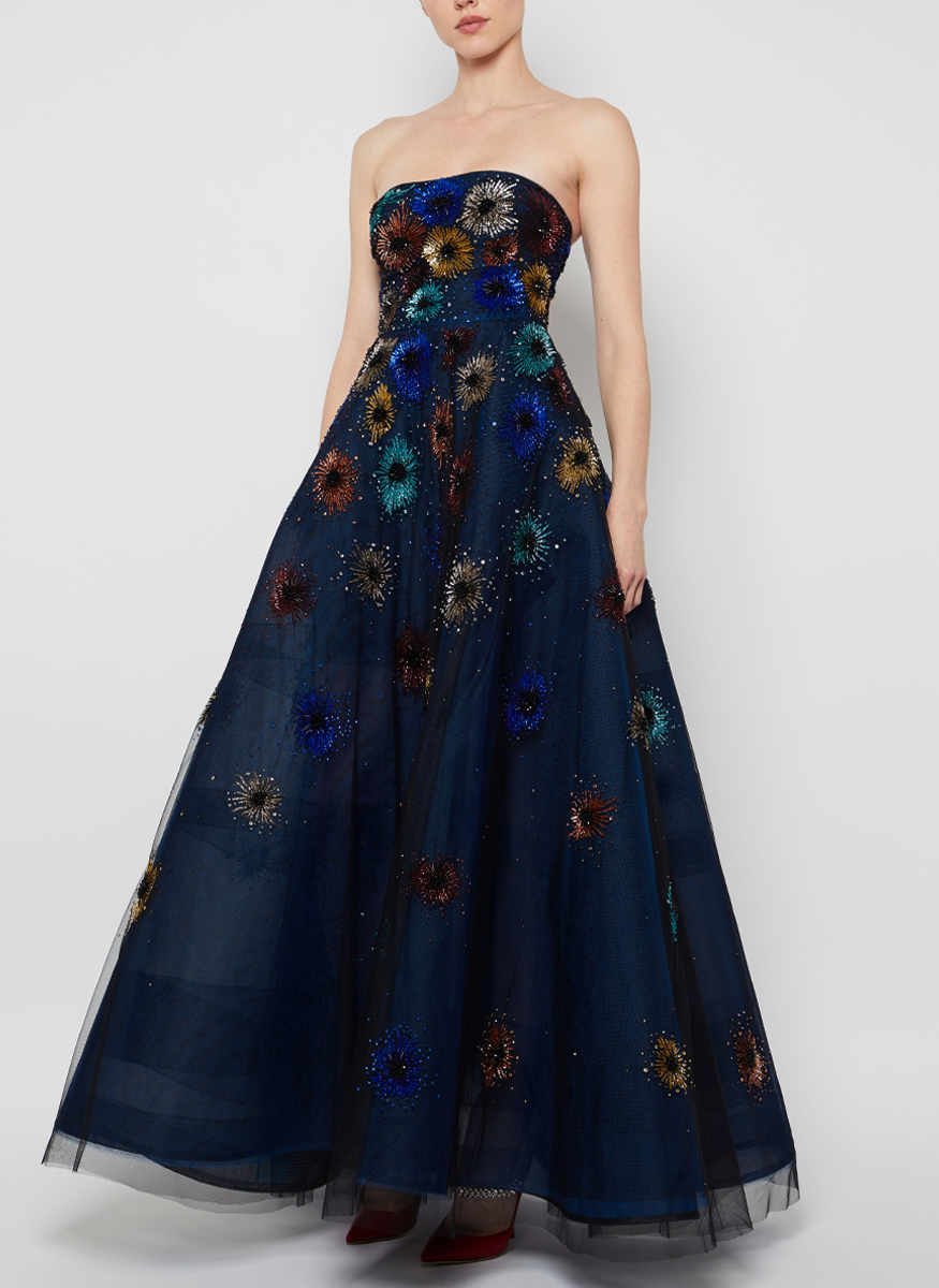 Quincy Strapless Embroidered Gown