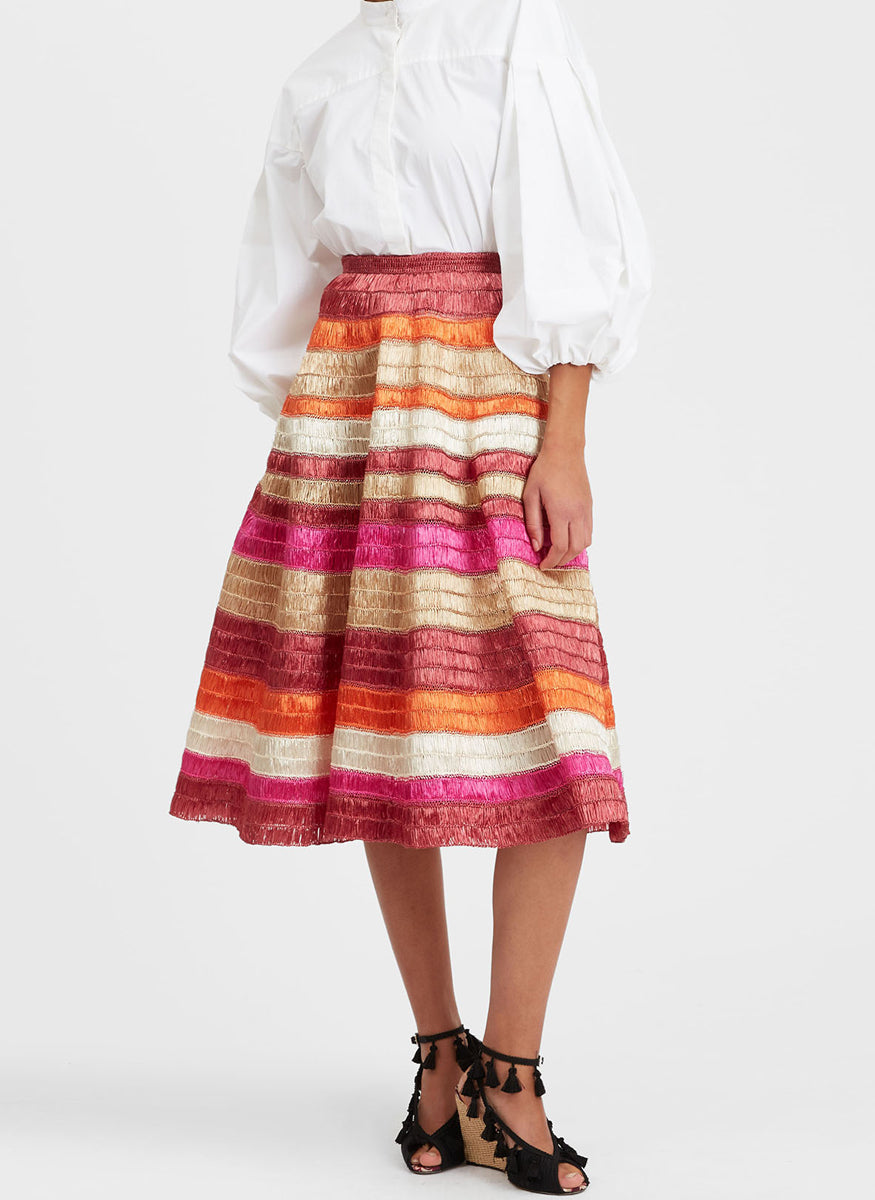 Reina Embroidered Raffia Skirt - La DoubleJ