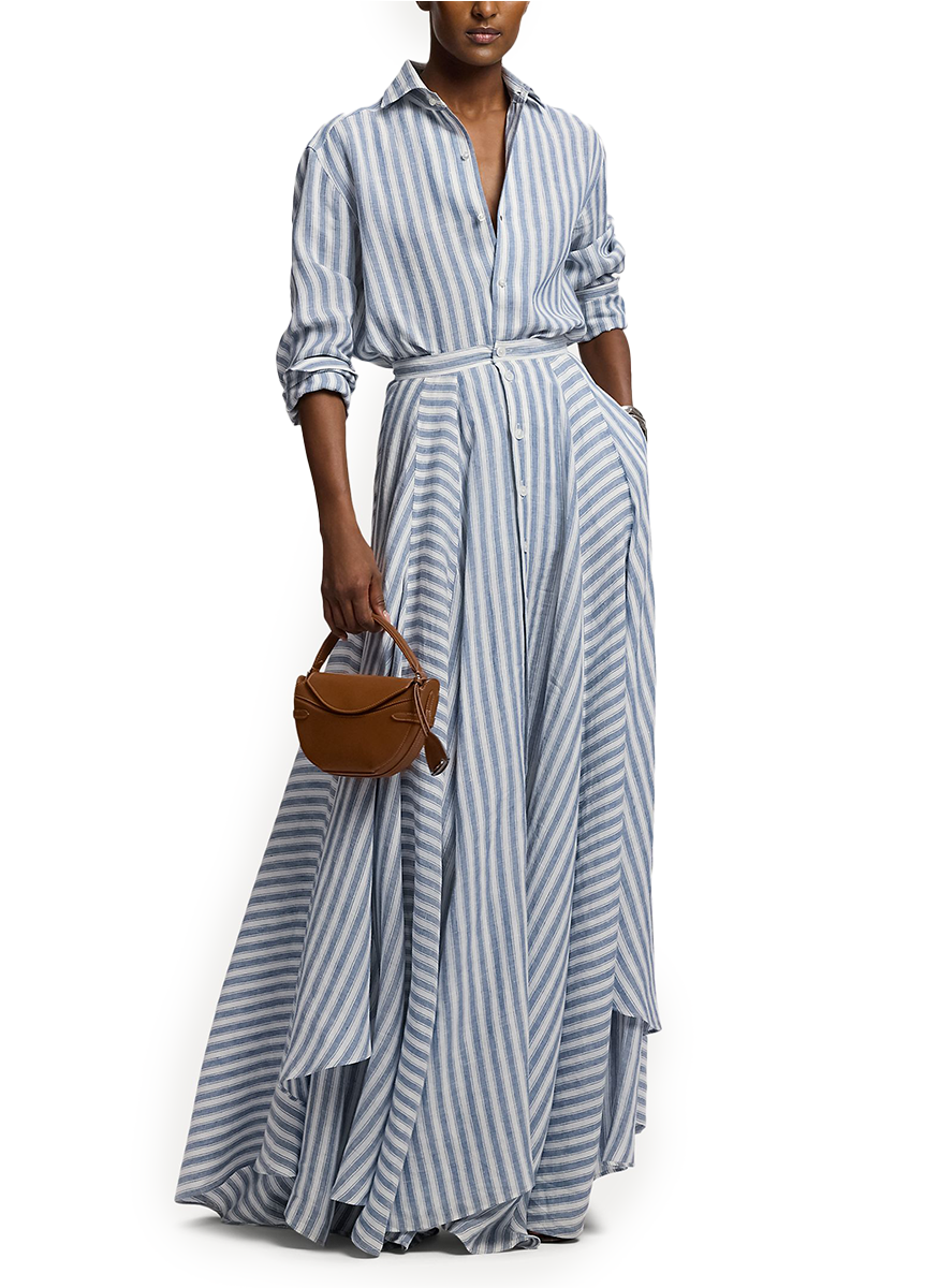 Capri Umbrella Stripe Linen Shirt - Ralph Lauren Collection