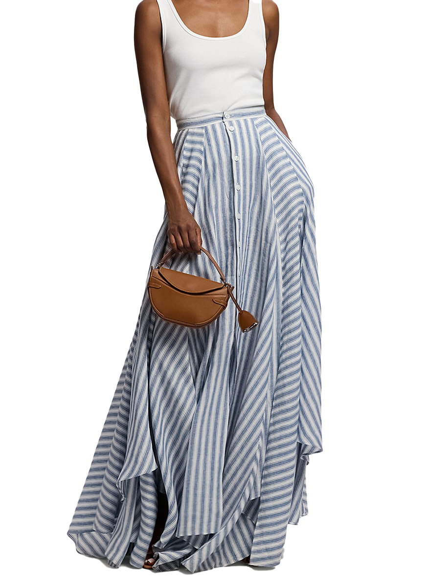 Shamus Umbrella Stripe Linen Skirt - Ralph Lauren Collection