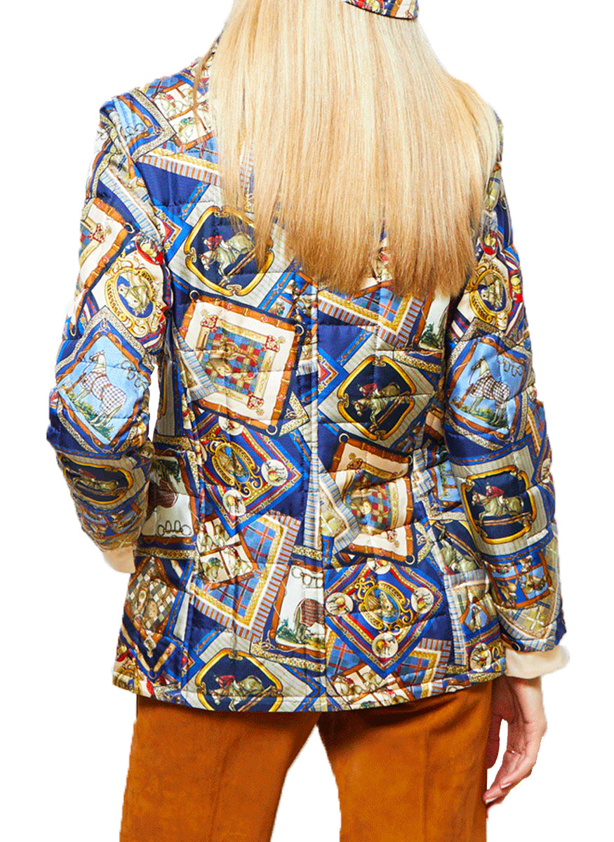 Silk Printed Plated Quilted Jacket
