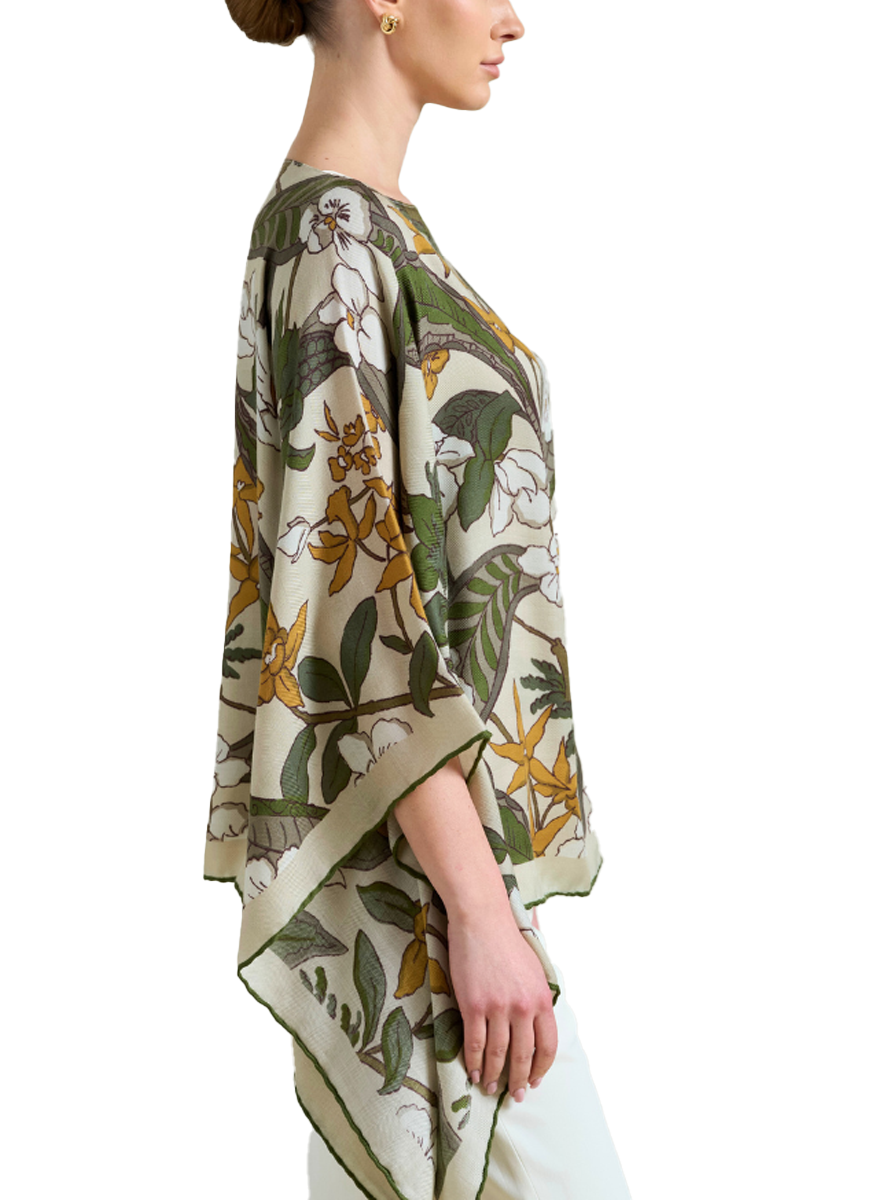 Zanzibar Print Cashmere Poncho - Rani Arabella