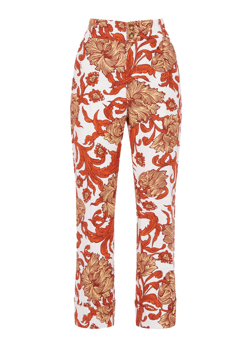 Hendrix Pant in Reef White Cotton - La DoubleJ