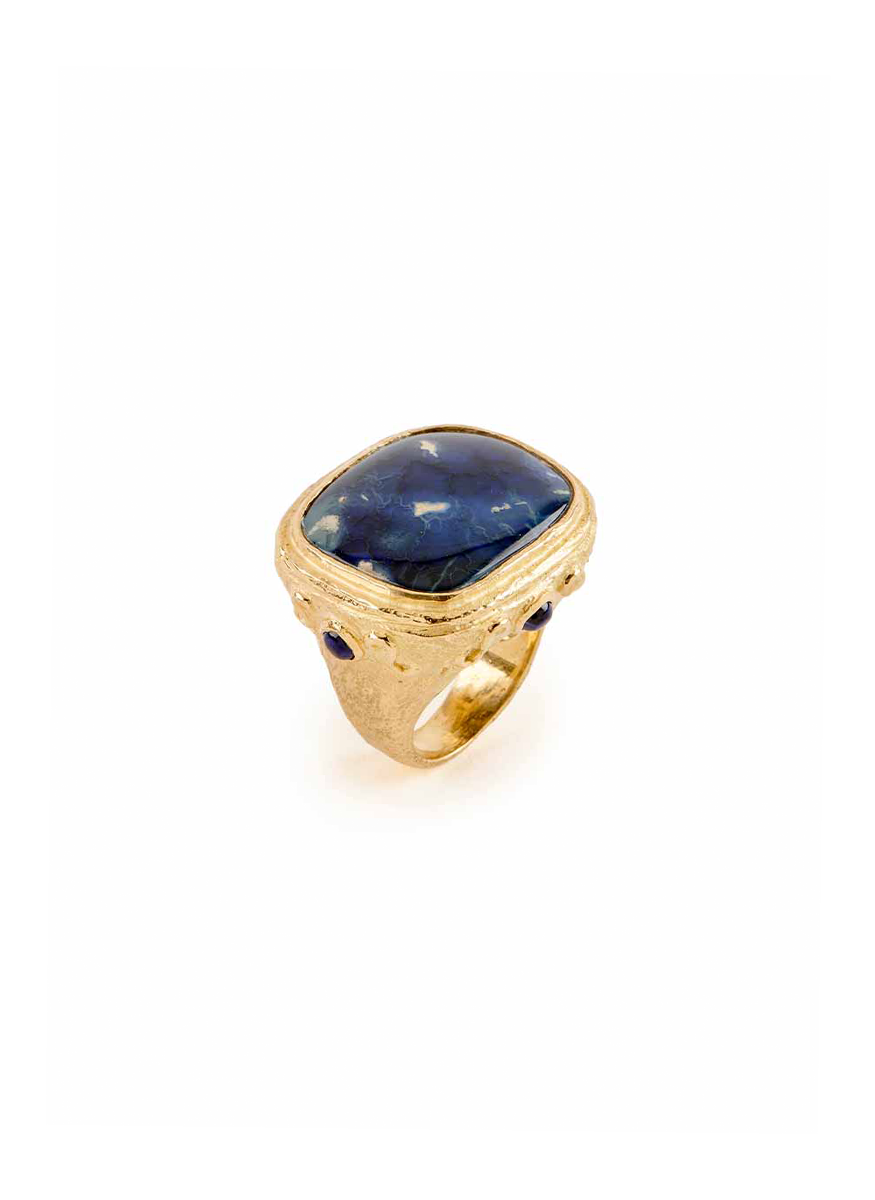 Black Opal and Tanzanite Ring