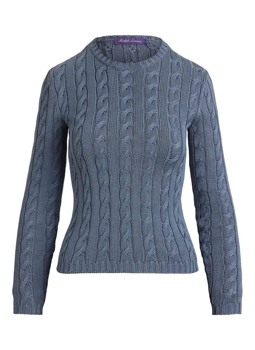 High Shine Cable Long Sleeve Crewneck - Ralph Lauren Collection