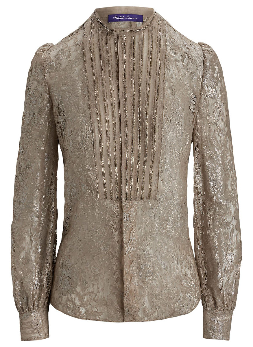 Kaydon Embellished Metallic Lace Shirt - Ralph Lauren Collection