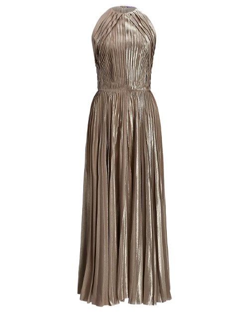 Abigail Pleated Metallic Cocktail Dress