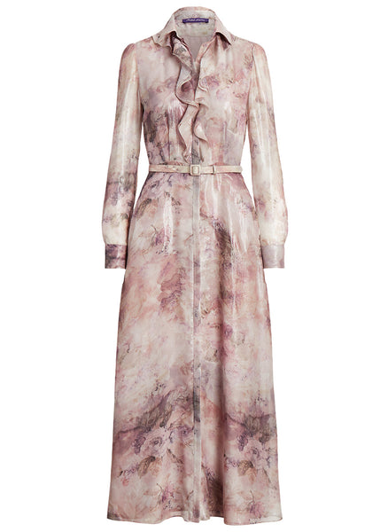Fendi belted draped pleated printed silk-chiffon midi dress. #fendi #dresses  #mididresses