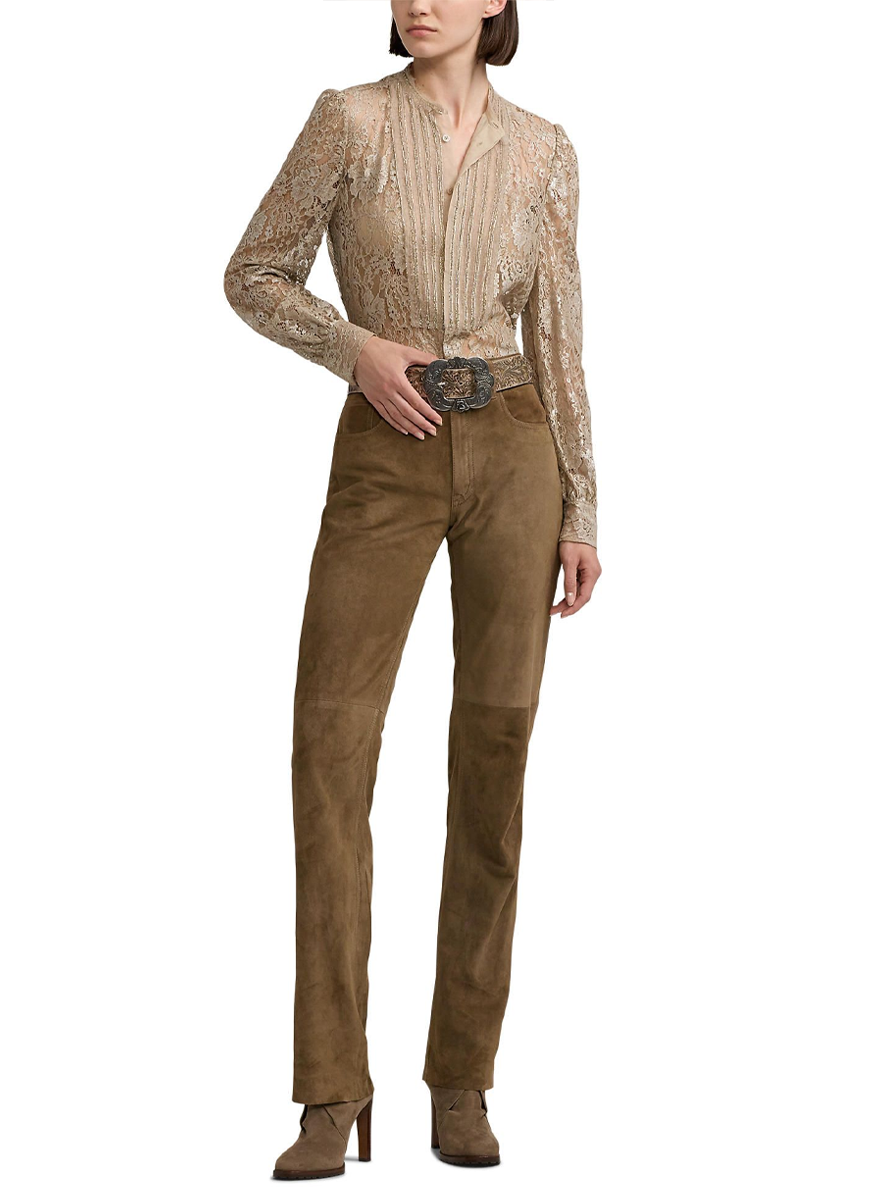 Kaydon Embellished Metallic Lace Shirt - Ralph Lauren Collection