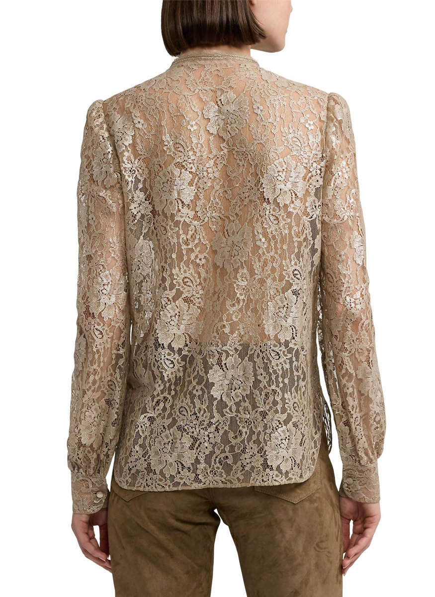 Kaydon Embellished Metallic Lace Shirt - Ralph Lauren Collection