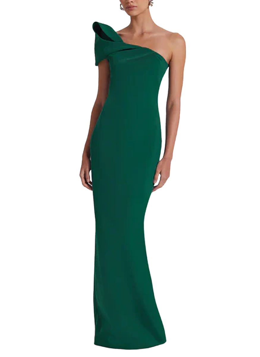 Blanchette One Shoulder Crepe Gown - Safiyaa