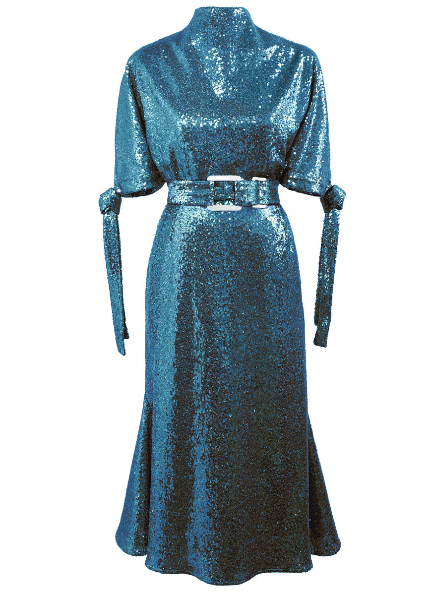 Pedernal Sequin Midi Dress US8 / TURQUOISE
