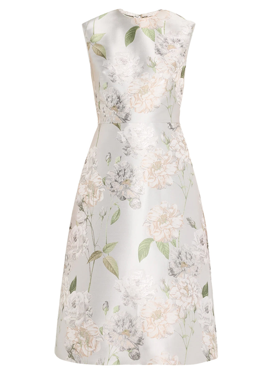 Floral Jacquard Sheath Midi Dress