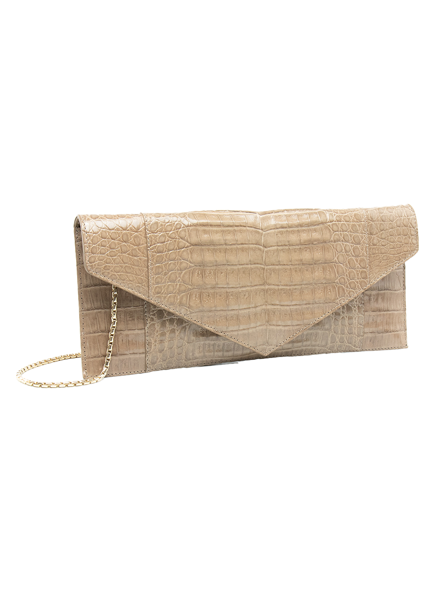 Amelia Envelope Clutch in Crocodile - Maria Oliver