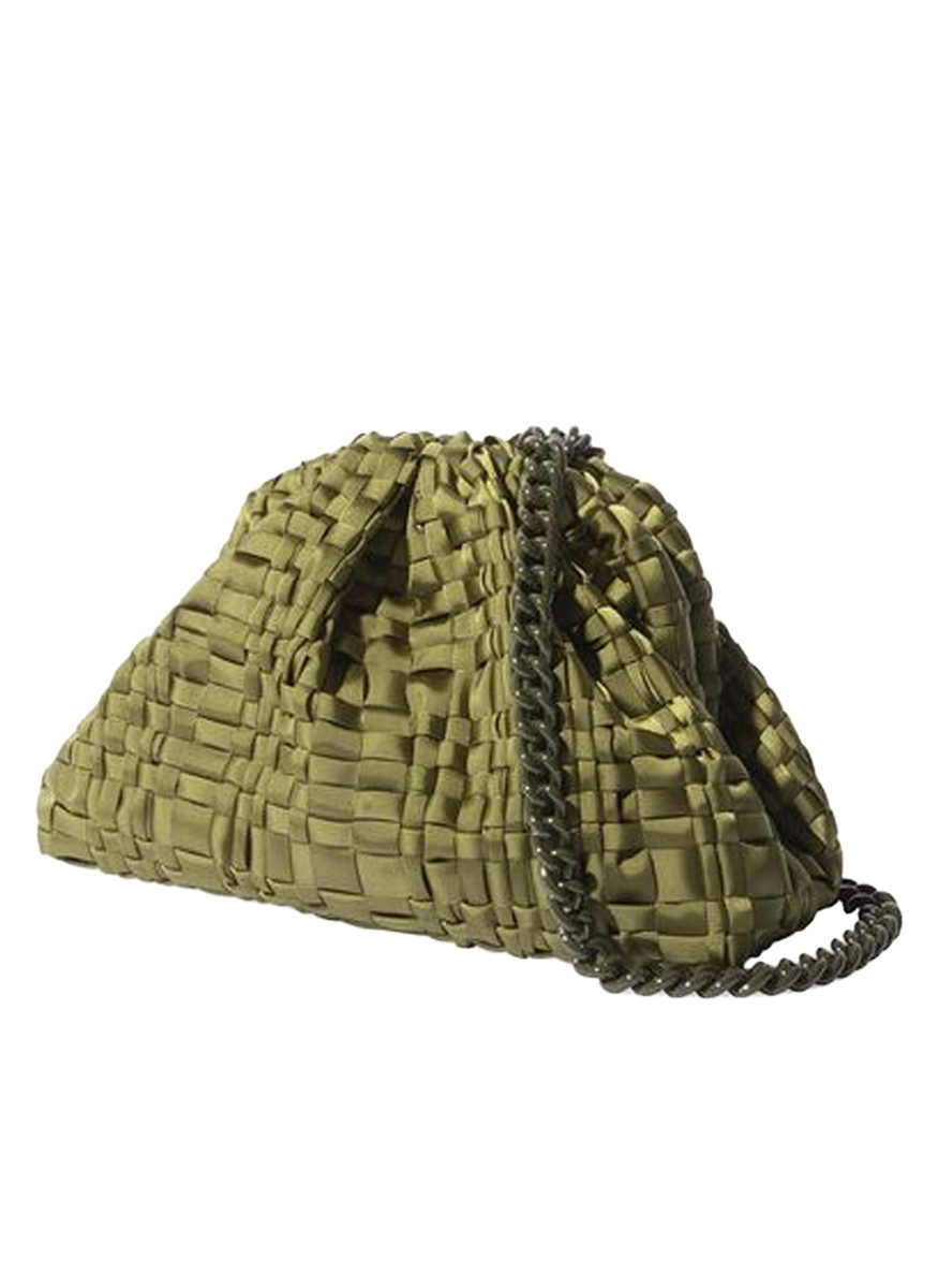 Mini Game Woven Ribbon Clutch with Tonal Chain - Maria La Rosa