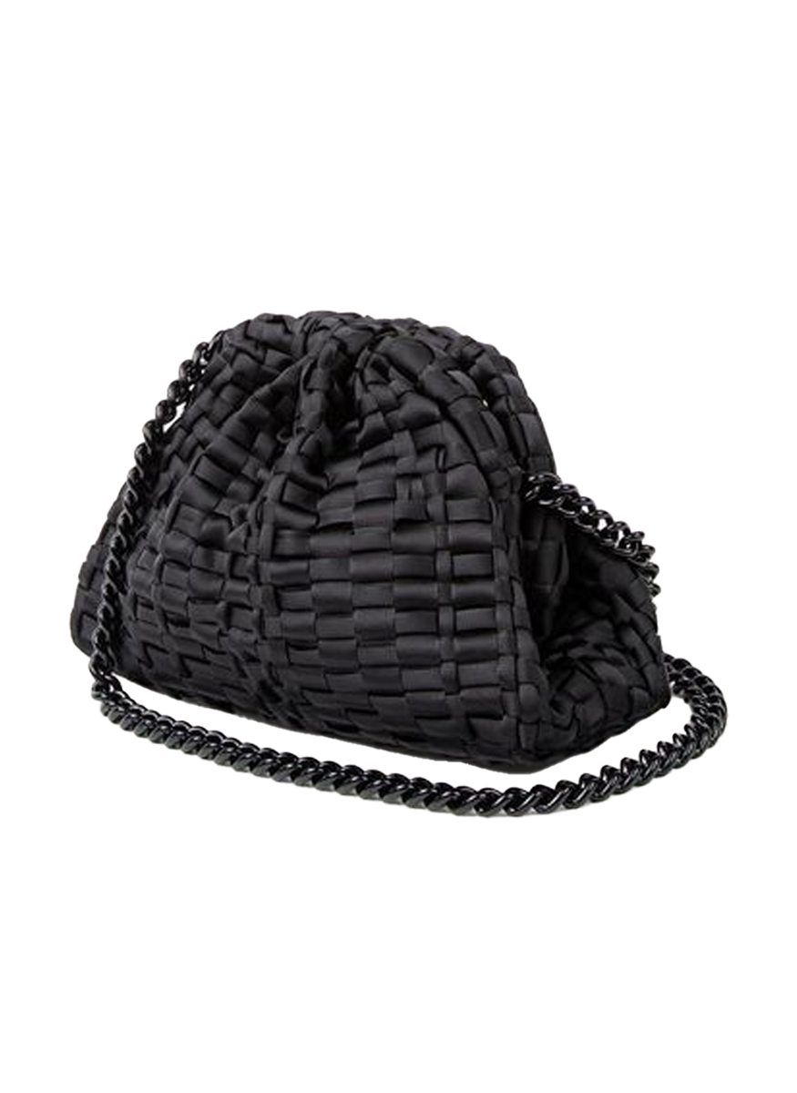 Mini Game Woven Ribbon Clutch with Tonal Chain - Maria La Rosa