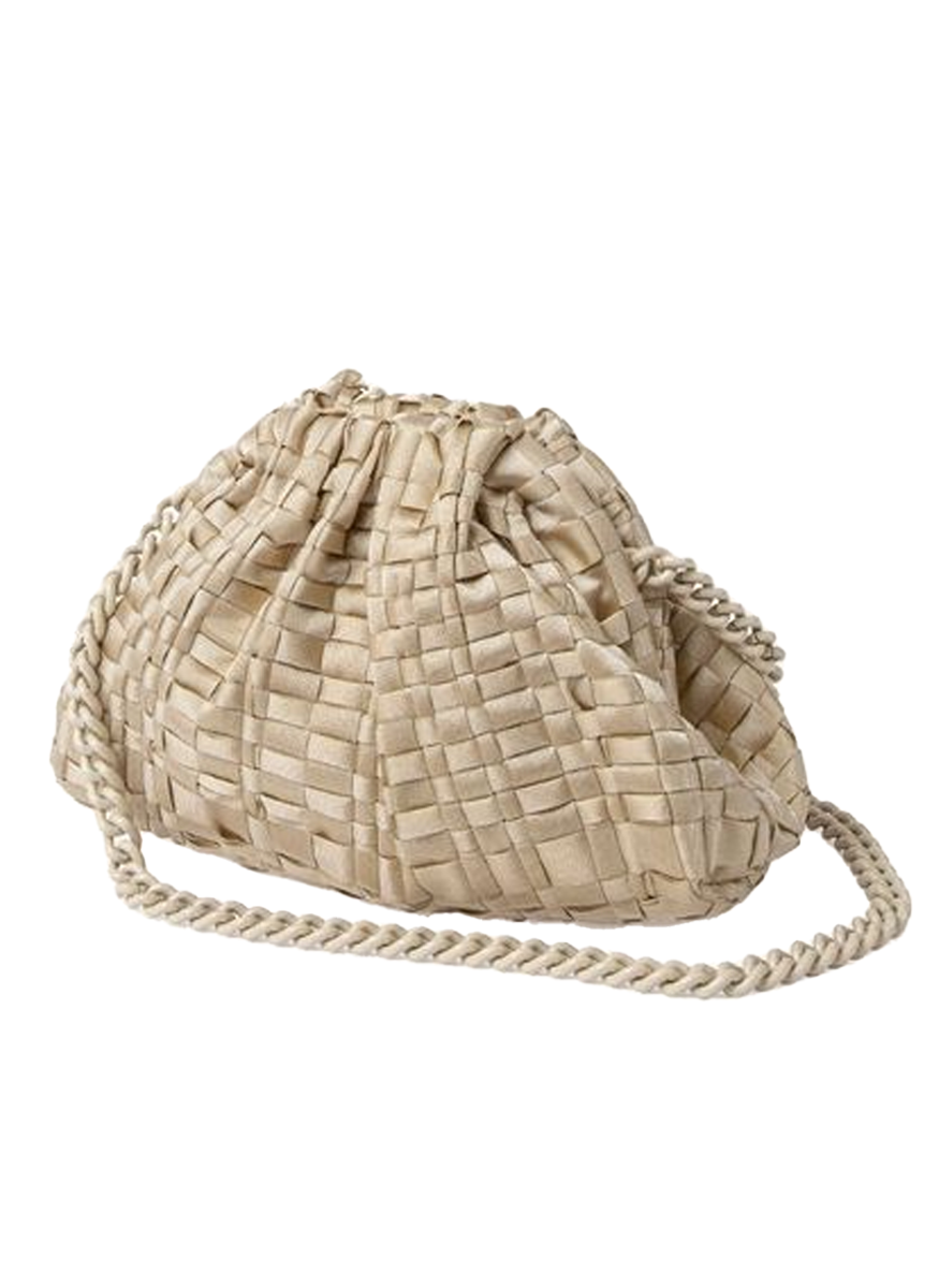 Mini Game Woven Ribbon Clutch with Tonal Chain - Maria La Rosa