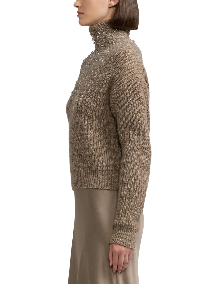 Embellished Cashmere Mockneck Sweater - Ralph Lauren Collection