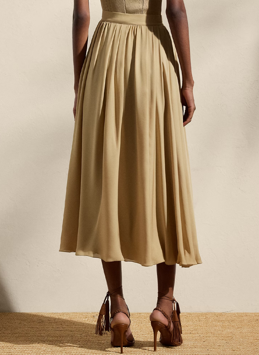 Kynlee Pleated Silk Georgette Skirt - Ralph Lauren Collection