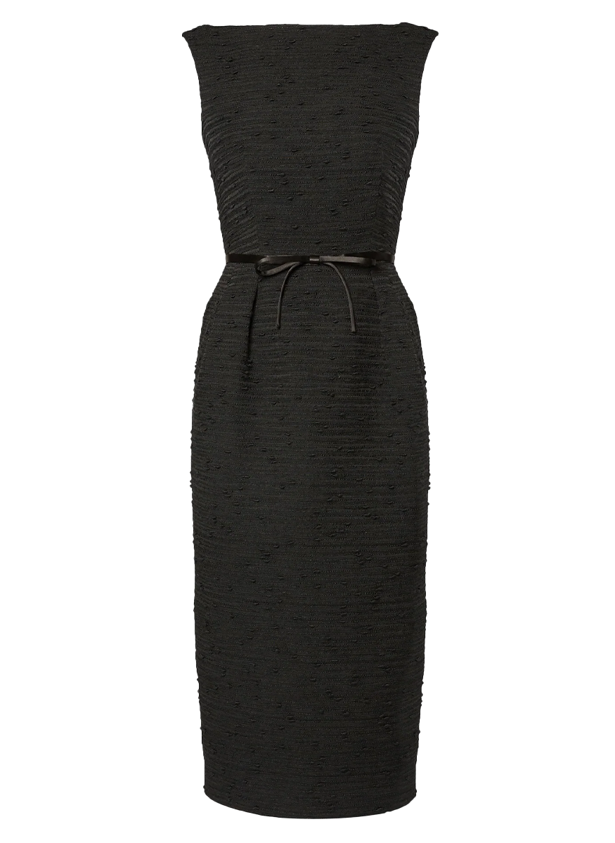 Sleeveless Tweed Midi Pencil Dress