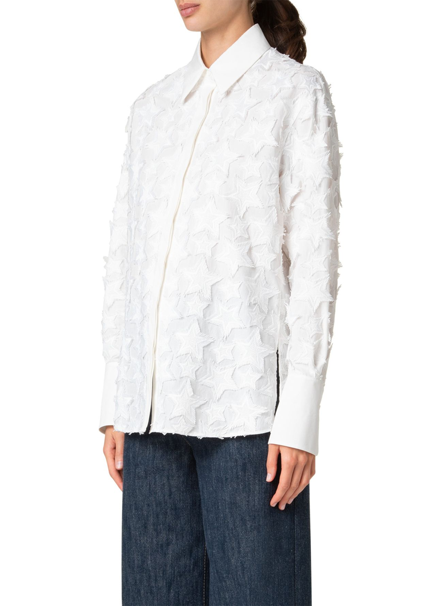 3D Star Embroidery Poplin Shirt - Akris Punto