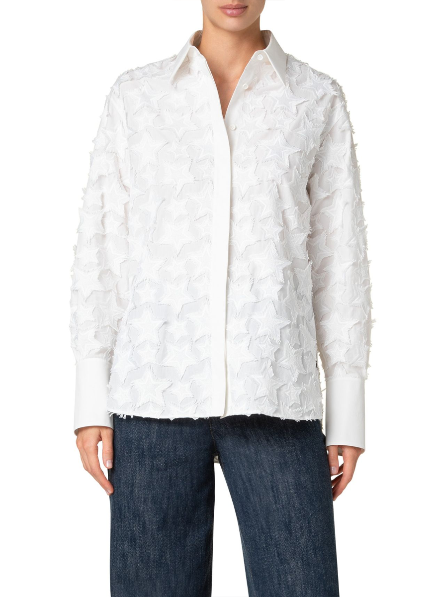 3D Star Embroidery Poplin Shirt - Akris Punto