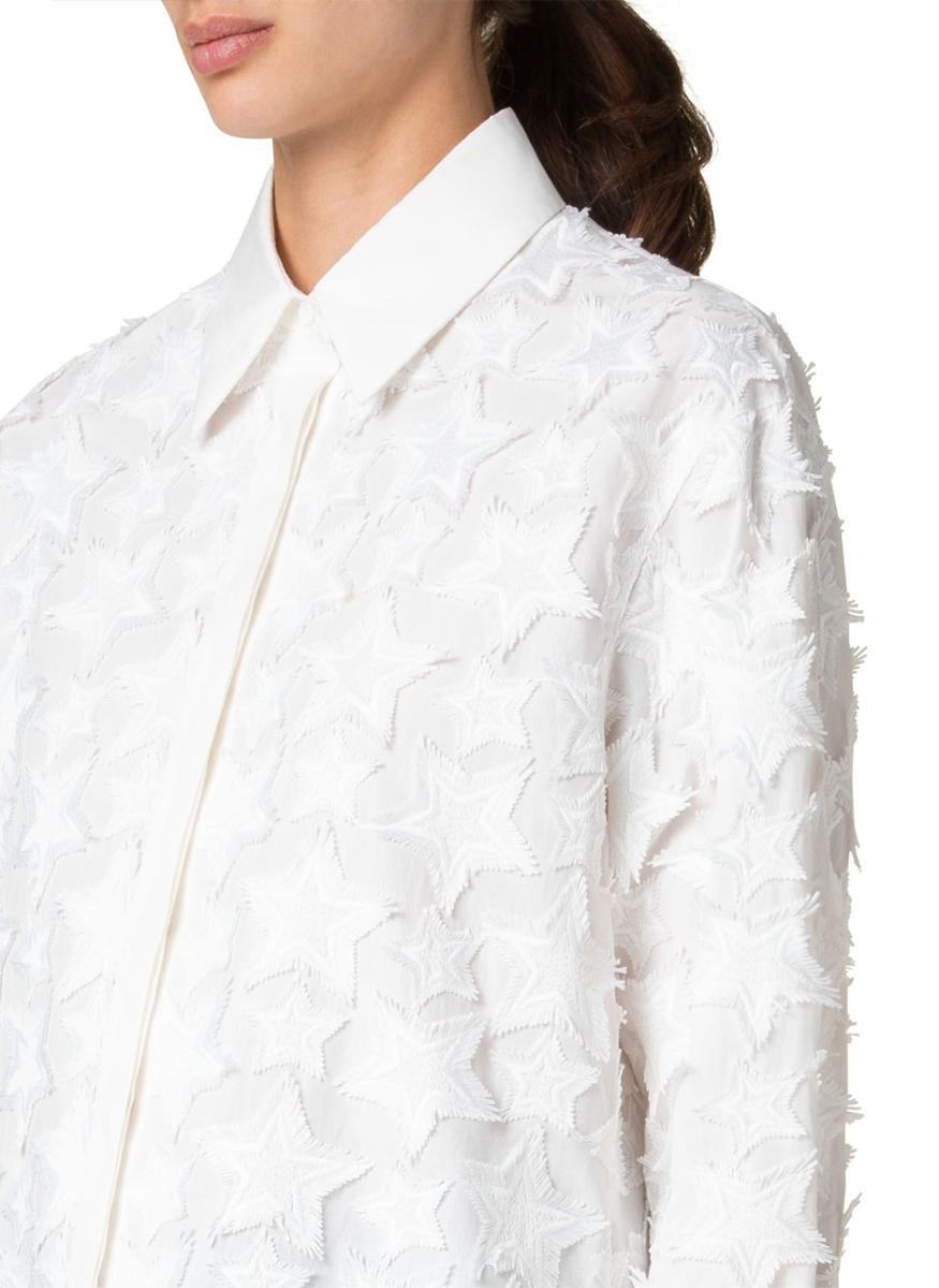 3D Star Embroidery Poplin Shirt - Akris Punto