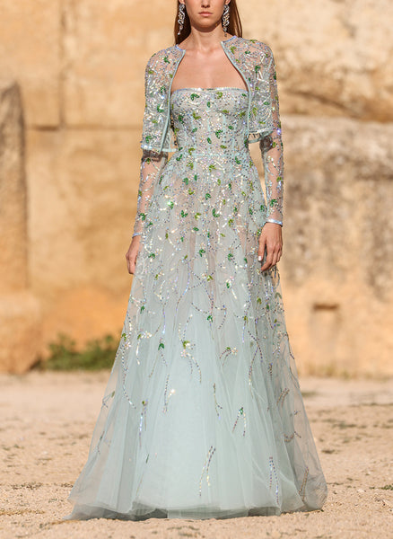 Strapless Tulle Gown With Bolero – Elizabeth Anthony
