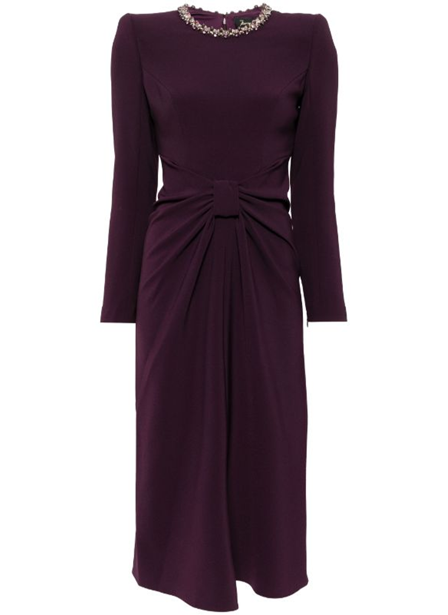 gathered front midi dress Sunday Gathered Crepe Midi Dress