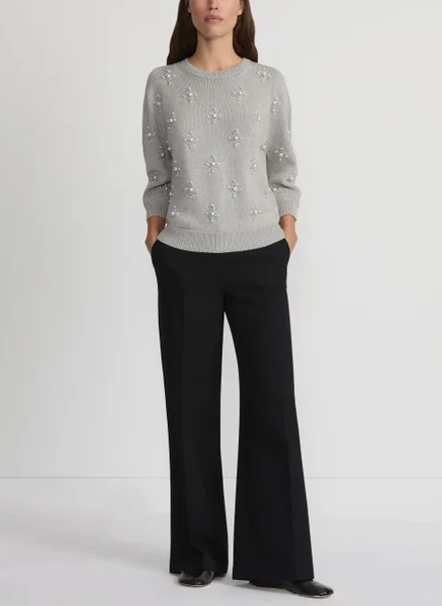 Hand-Beaded Cotton-Silk Tape Sweater - Lafayette 148 New York