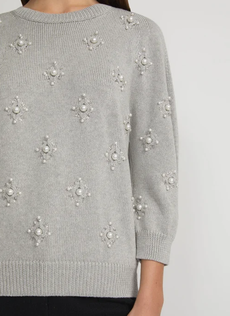 Hand-Beaded Cotton-Silk Tape Sweater - Lafayette 148 New York