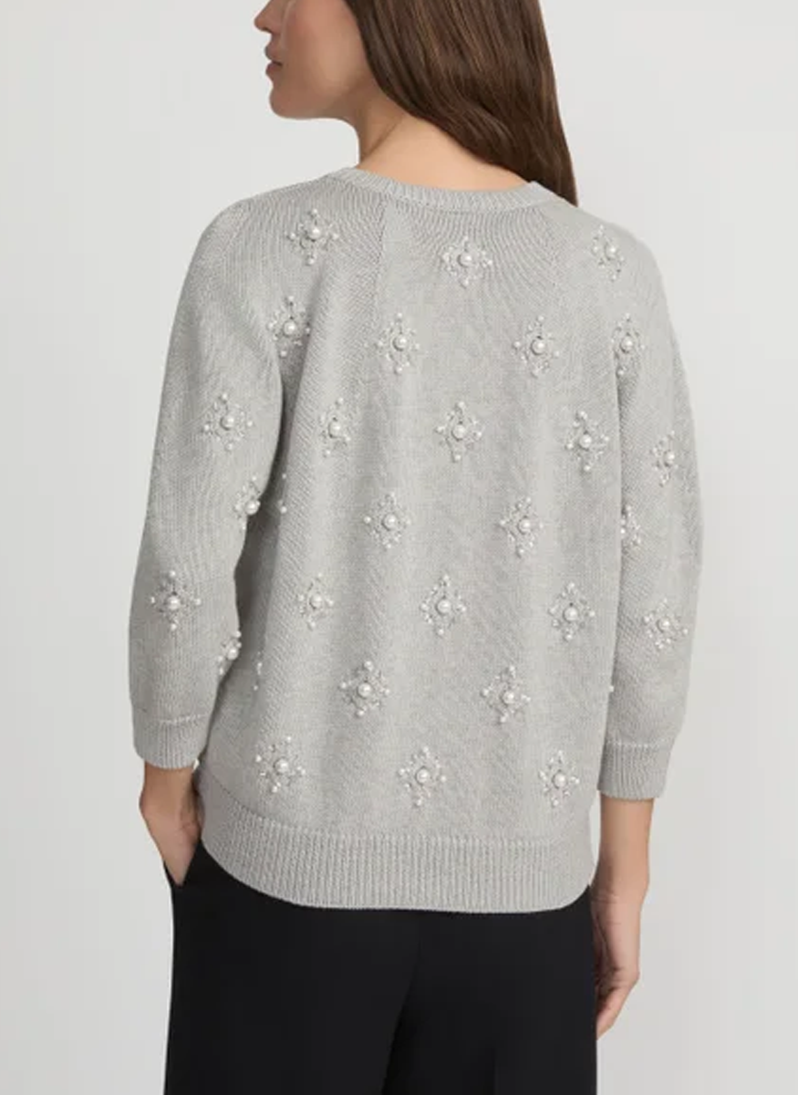 Hand-Beaded Cotton-Silk Tape Sweater - Lafayette 148 New York