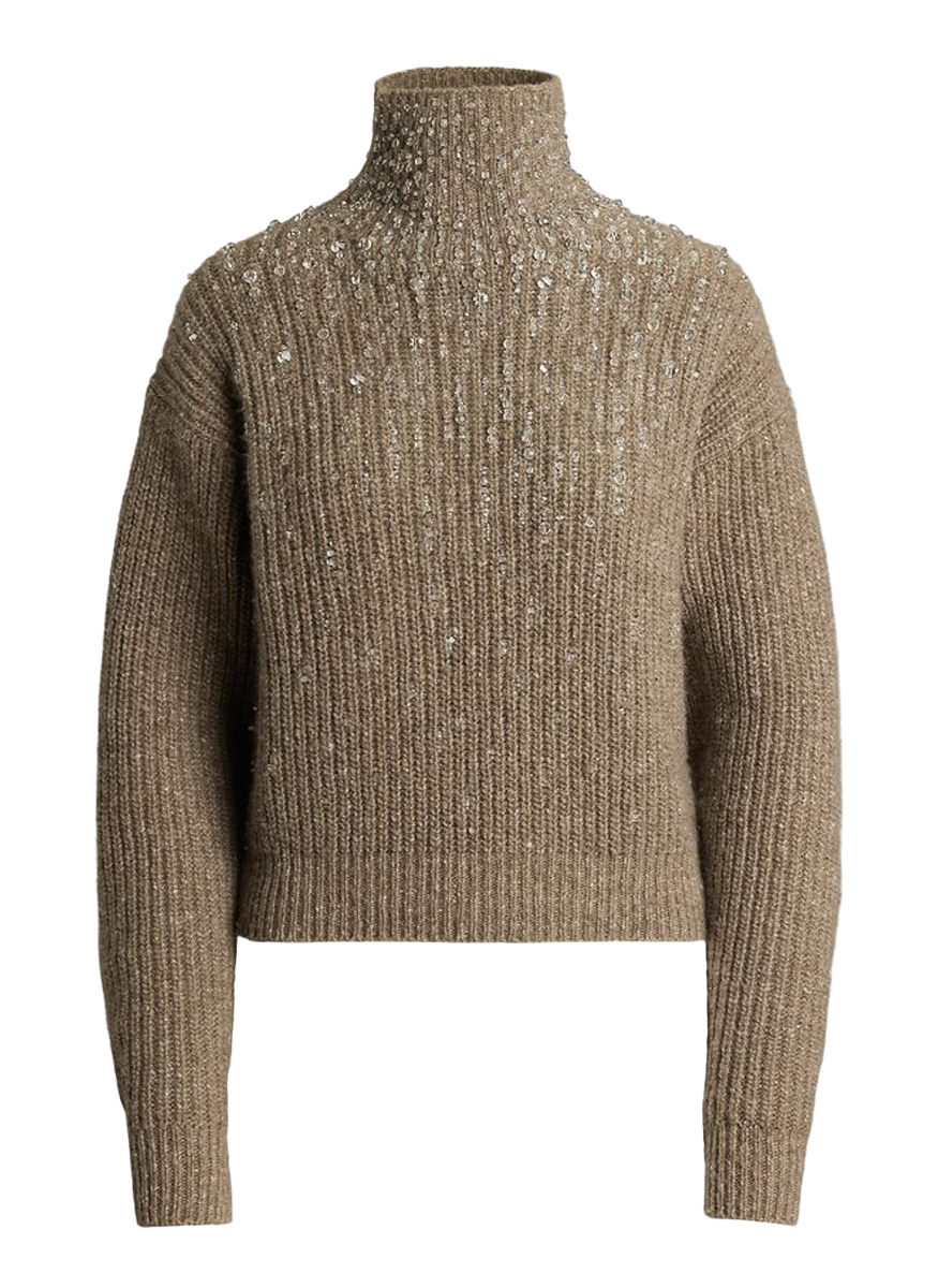 Embellished Cashmere Mockneck Sweater