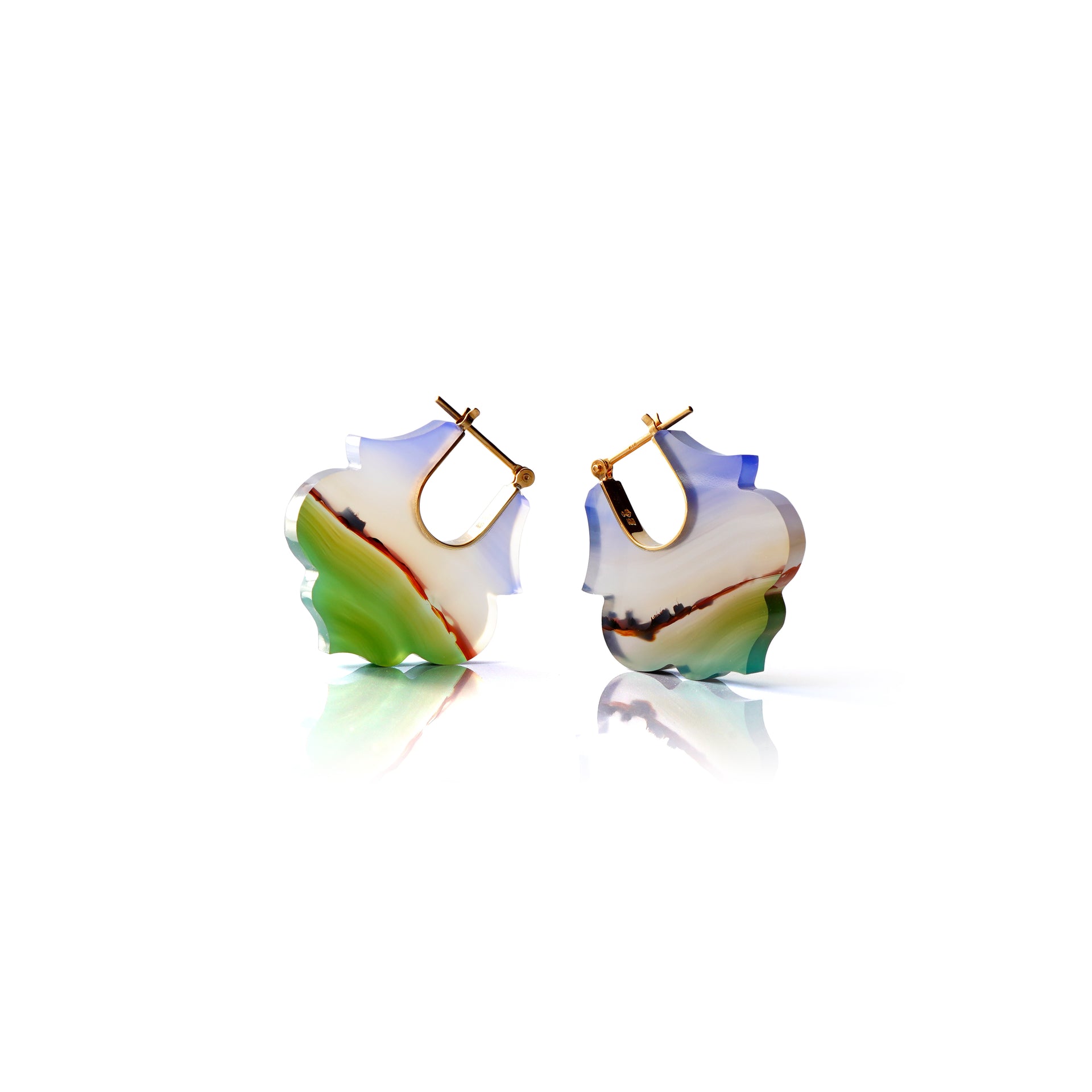 “Lotus” Landscape Agate Earrings