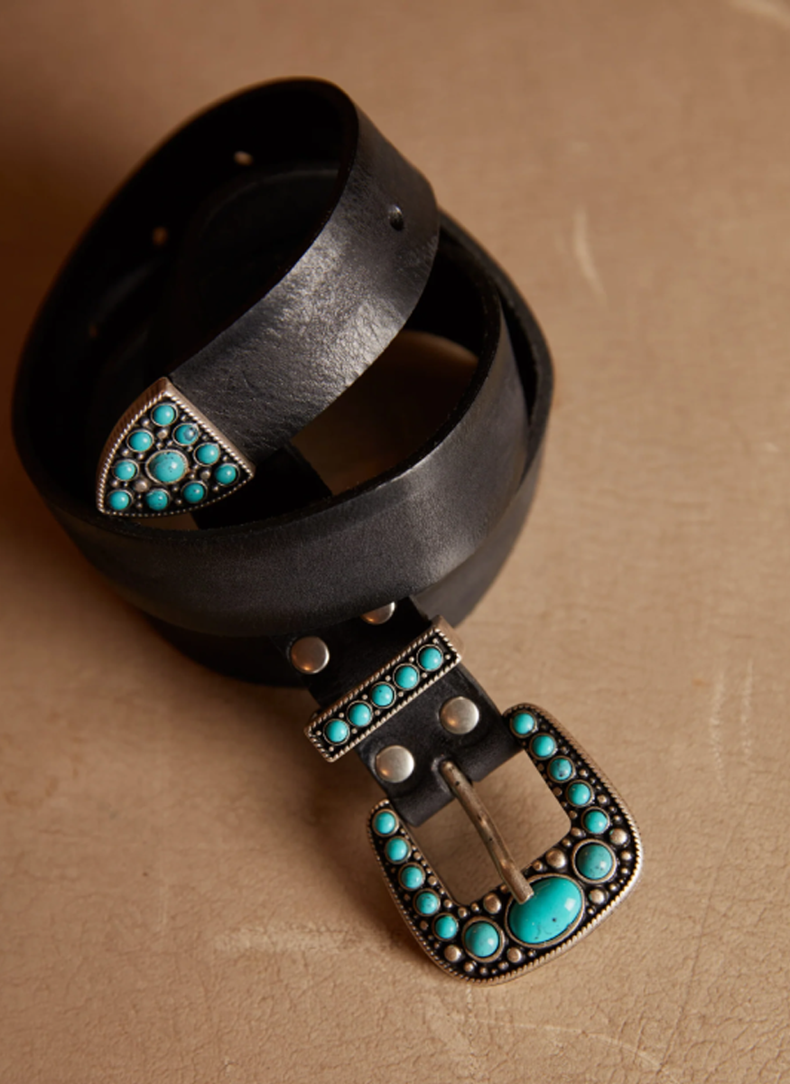 Thelma Calf Leather Turquoise Belt