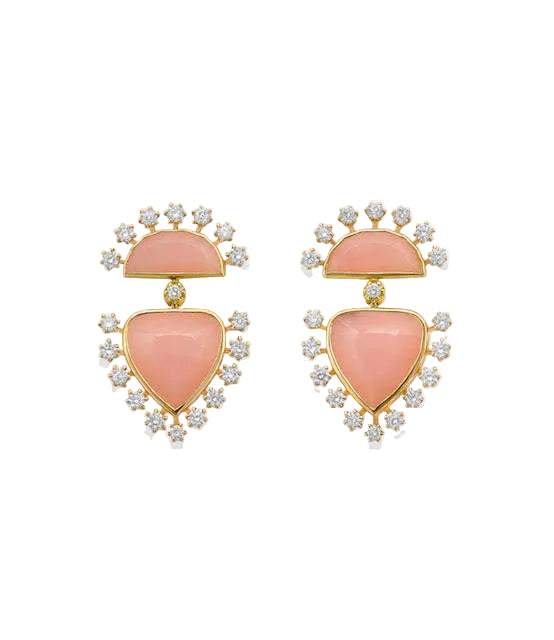 Daystar Earrings, Pink Opal